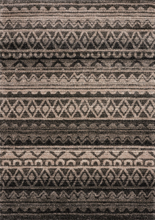 Breeze Brown Black Beige Striped Pattern Rug by Kalora Interiors
