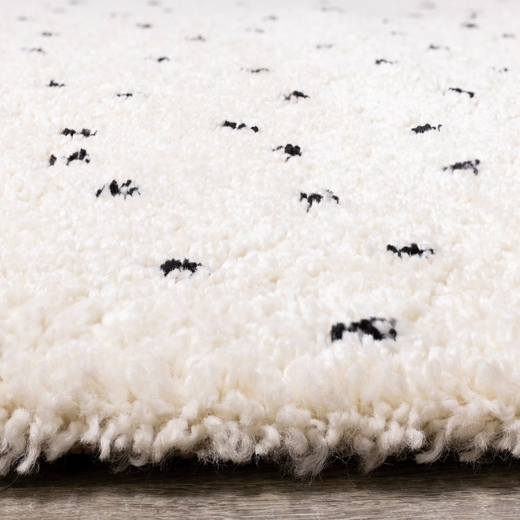 Maroq Cream Black Polka Dot Shag Rug by Kalora Interiors