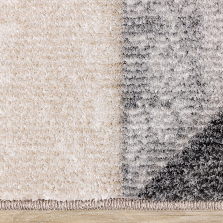 Folio Grey Beige Carved Triangular Pattern Rug by Kalora Interiors