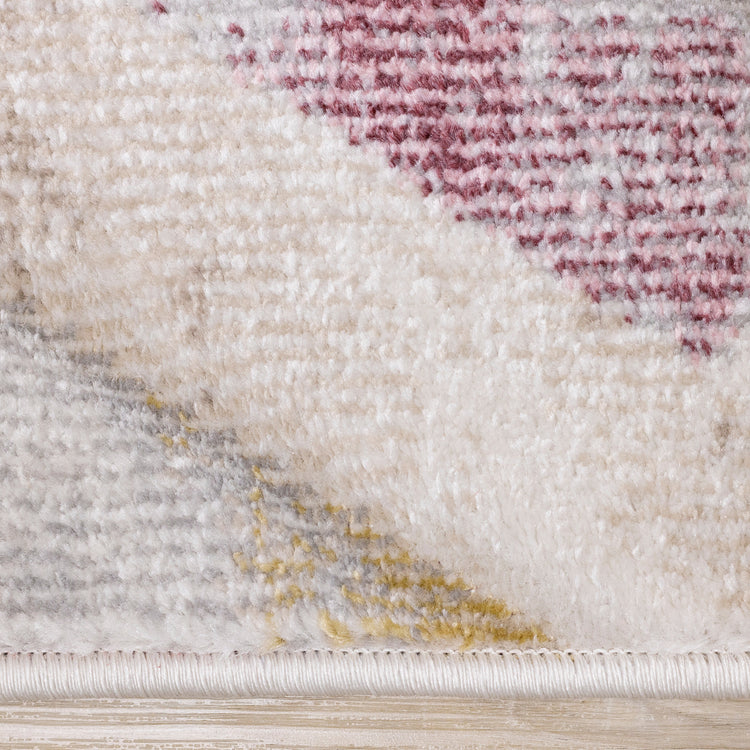 Folio Cream Grey Blue Pink Yellow Distressed Carved Chevron Rug by Kalora Interiors