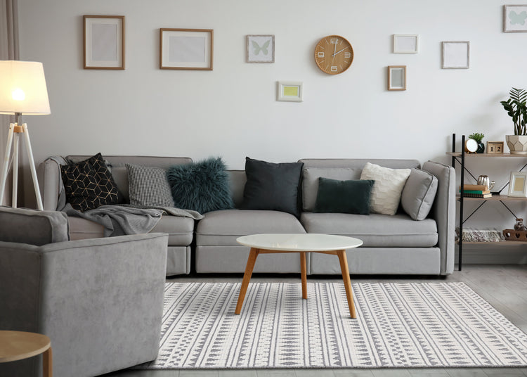 Lawson Cream Grey Southwest Inspired Machine Washable Foldable Rug by Kalora Interiors