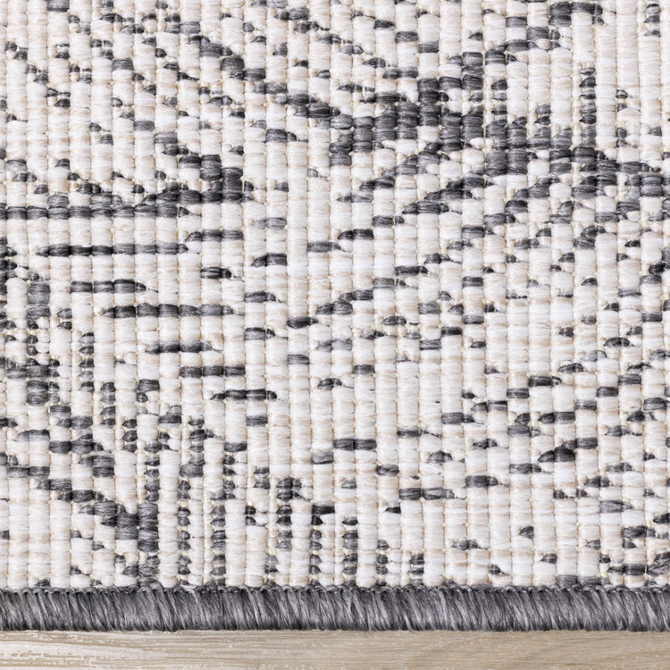 Bristol Grey White Leaf Pattern Indoor/Outdoor Reversible Rug by Kalora Interiors