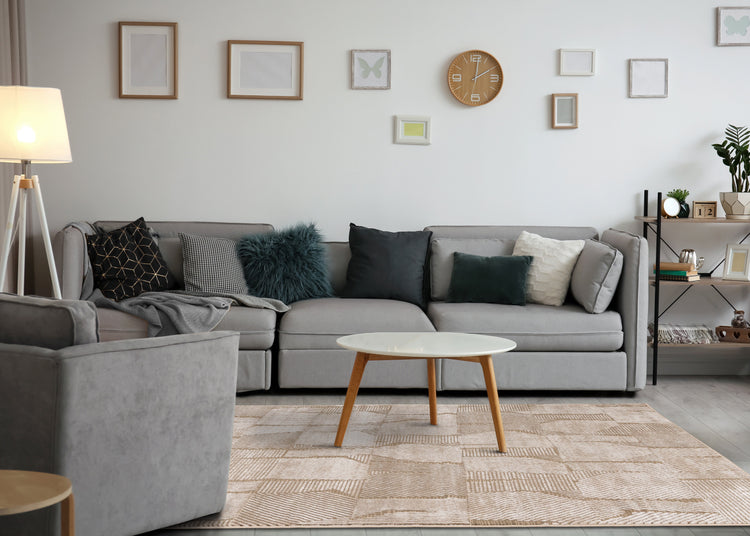 Darcy Cream Brown Distressed Corduroy Plush Rug by Kalora Interiors