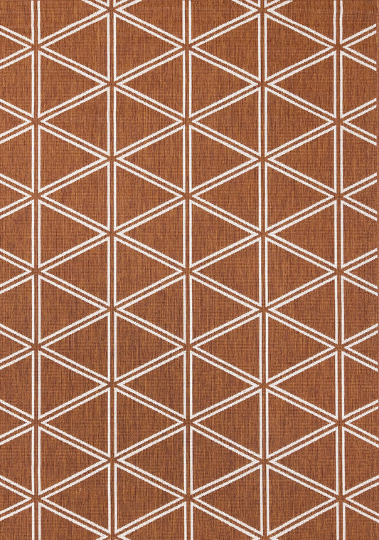 Bristol Orange White Geometric Triangle Rug by Kalora Interiors