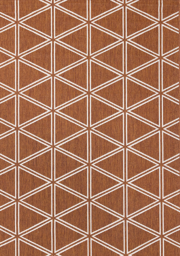Bristol Orange White Geometric Triangle Rug by Kalora Interiors