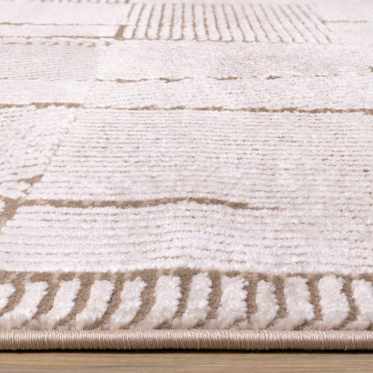 Darcy Cream Brown Distressed Corduroy Plush Rug by Kalora Interiors