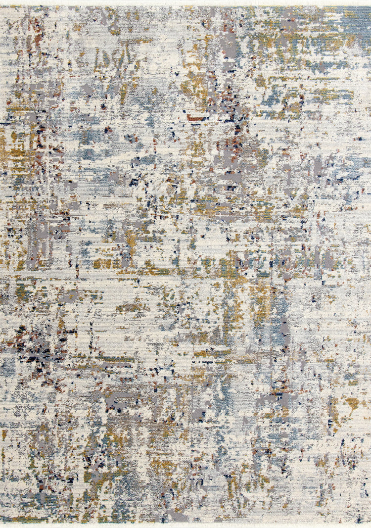 Evora Grey Cream Blue Distressed Rug by Kalora Interiors
