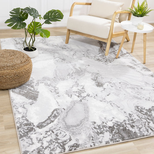 Alfombra Intrigue en espiral de mármol gris blanco de Kalora Interiors