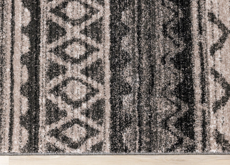 Breeze Brown Black Beige Striped Pattern Rug by Kalora Interiors