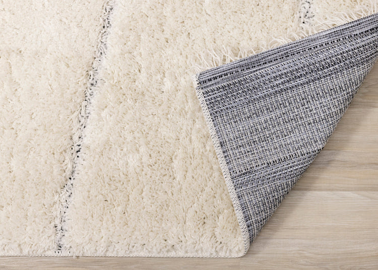 Novato Cream Grey Asymmetrical Lines Rug by Kalora Interiors