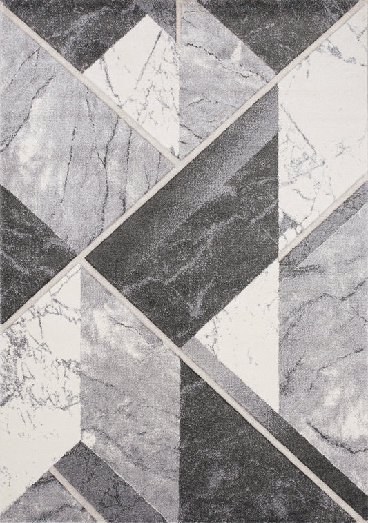 Alfombra de mármol geométrico blanco gris Soho de Kalora Interiors