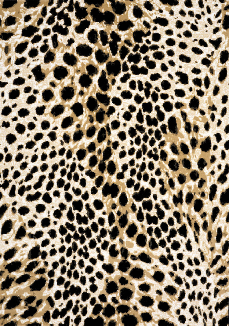 Claro Black Beige Leopard Print Plush Rug by Kalora Interiors