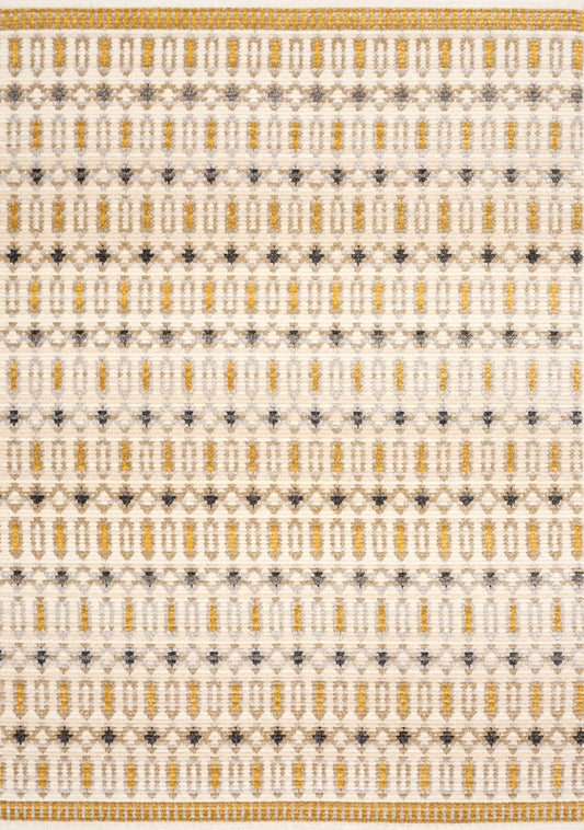 Calabar Cream Yellow Grey Bold Southwestern Rug by Kalora Interiors
