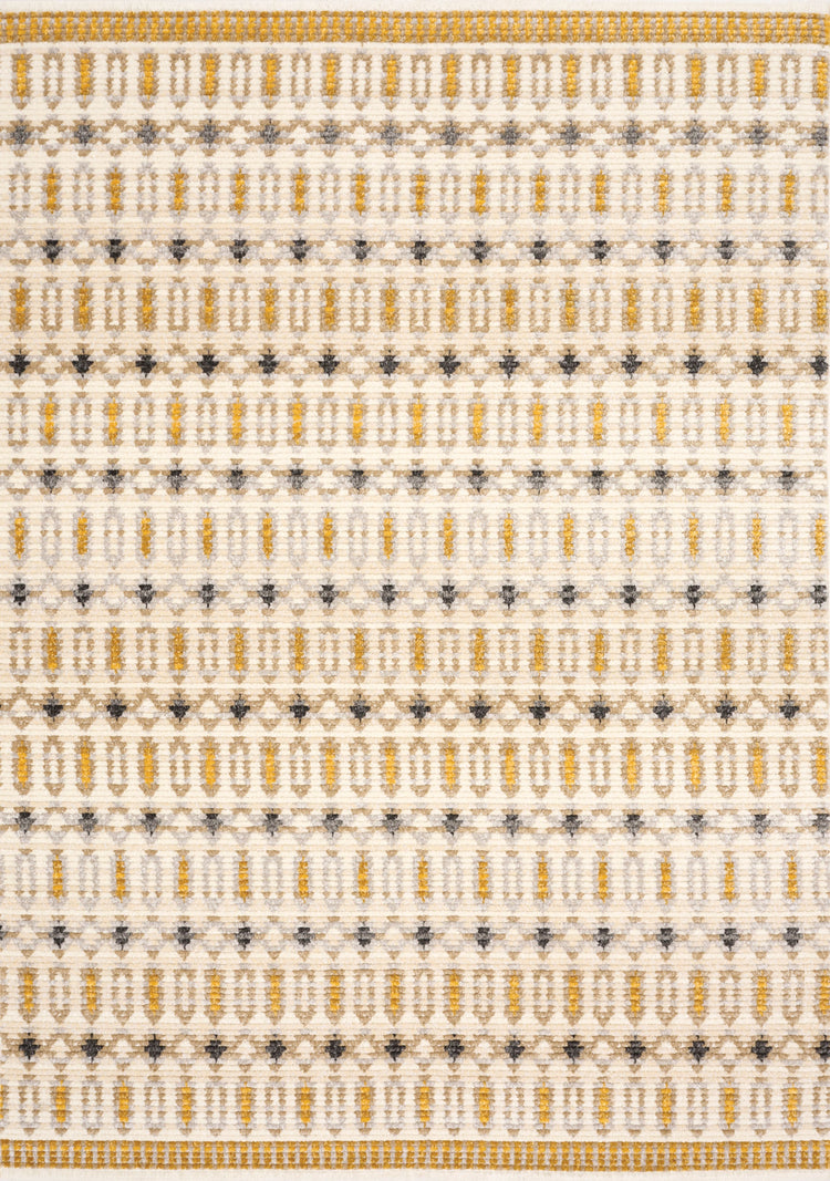 Calabar Cream Yellow Grey Bold Southwestern Rug by Kalora Interiors