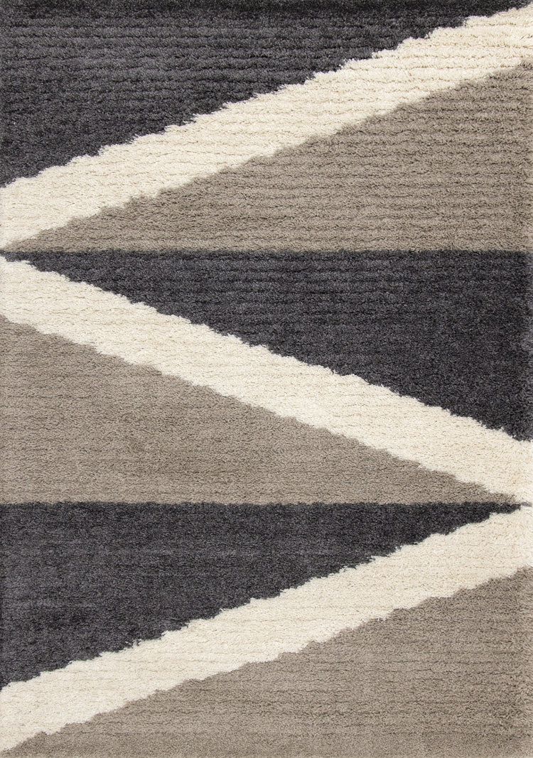 Rondo Beige Grey Cream Zig Zag Rug by Kalora Interiors