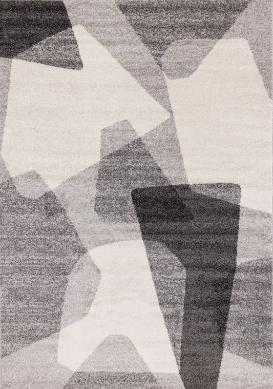 Alfombra Focus con formas geométricas en gris y blanco de Kalora Interiors