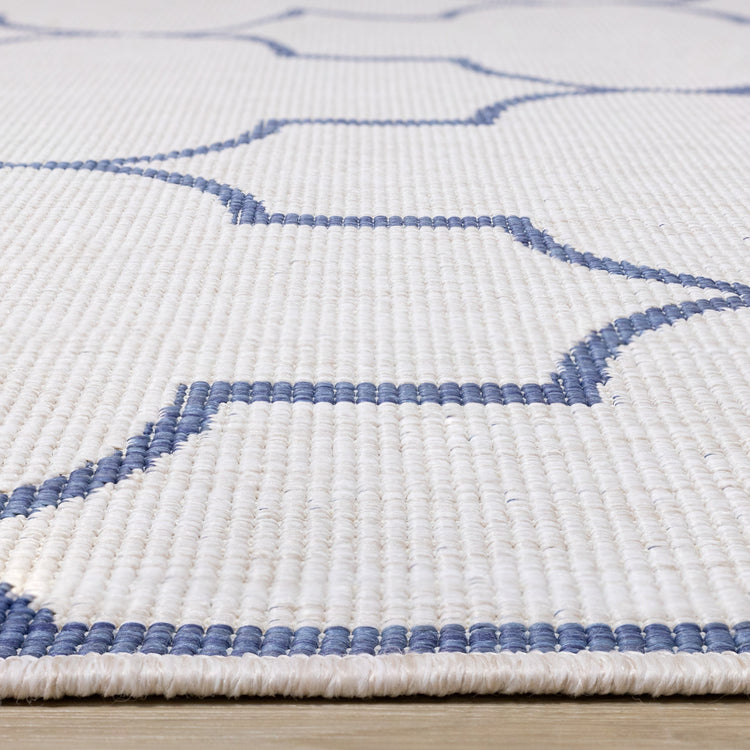 Bristol Blue White Outdoor Reversible Geometric Rug by Kalora Interiors