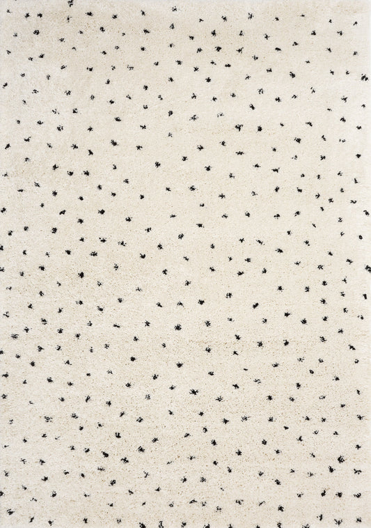 Maroq Cream Black Polka Dot Shag Rug by Kalora Interiors