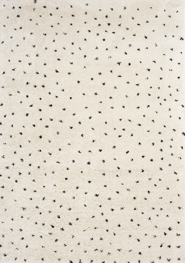 Maroq Cream Black Polka Dot Shag Rug by Kalora Interiors