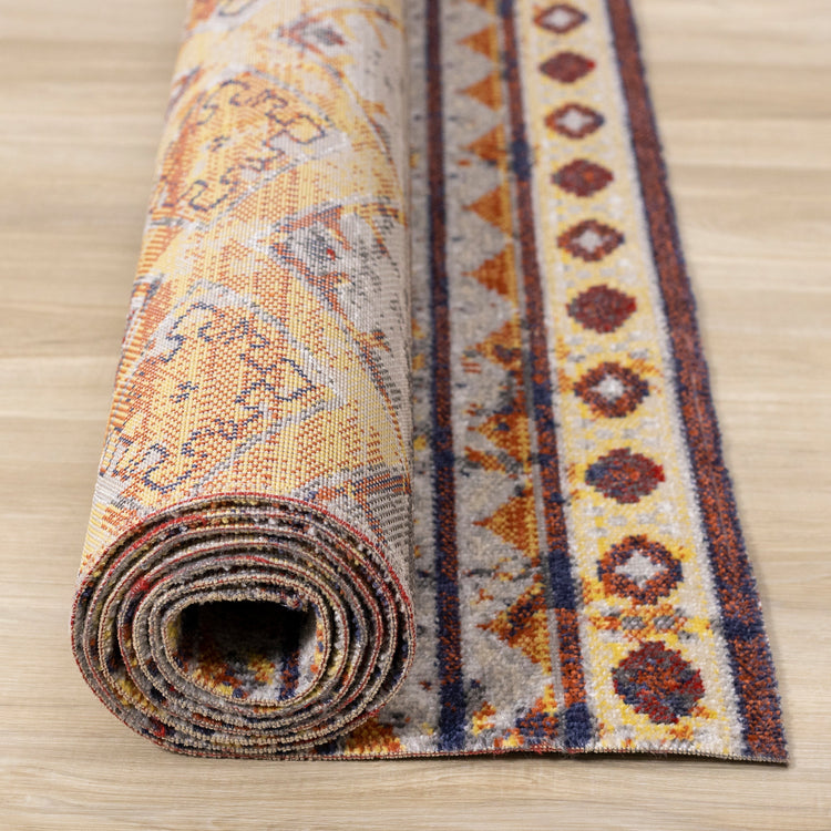Sara Red Orange Yellow Southwestern Stripe Rug by Kalora Interiors
