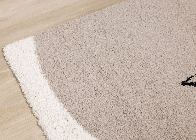 Maroq Cream Brown Grey Sprouting Vine Shag Rug by Kalora Interiors