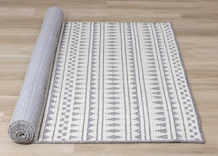 Lawson Cream Grey Southwest Inspired Machine Washable Foldable Rug by Kalora Interiors