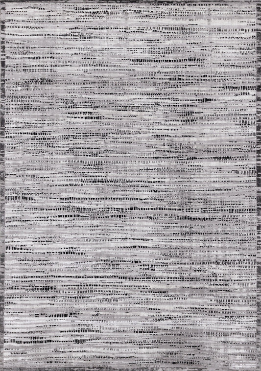 Chorus Black Grey White Iridescent Plush Rug by Kalora Interiors