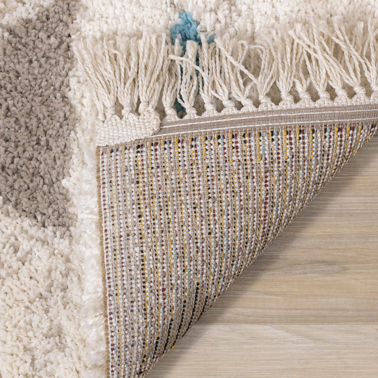 Bora Cream Grey Pink Red Yellow Blue Southwest Shag Rug by Kalora Interiors