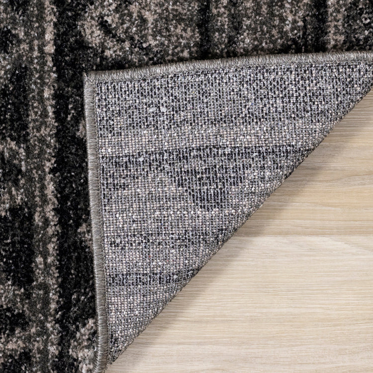Breeze Brown Black Beige Striped Pattern Rug by Kalora Interiors