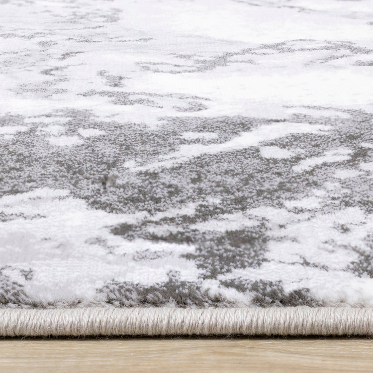 Intrigue White Grey Marble Swirl Rug by Kalora Interiors
