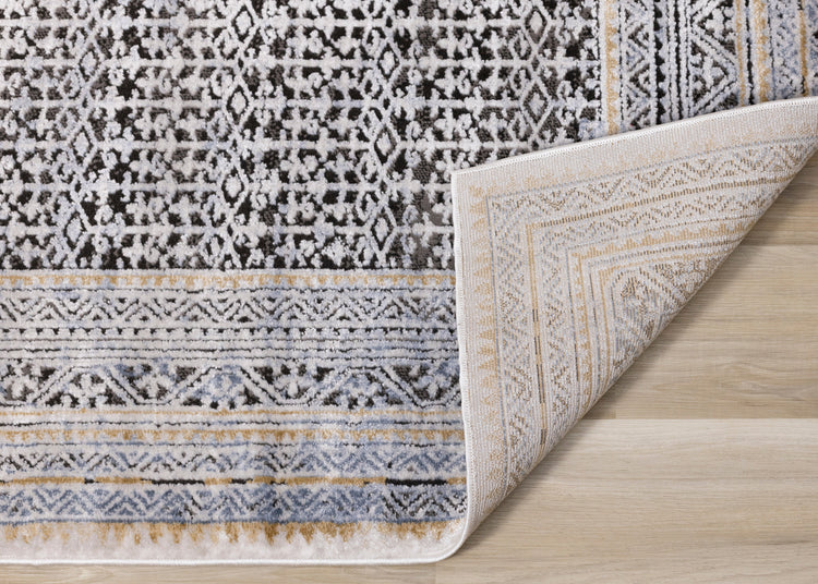 Darcy Blue Grey Brown Iridescent Traditional Plush Rug by Kalora Interiors