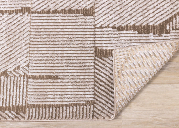 Darcy Cream Brown Distressed Corduroy Plush Rug by Kalora Interiors