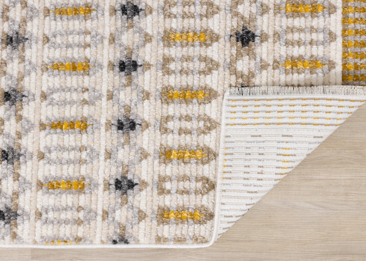 Calabar Cream Yellow Grey Bold Southwestern Rug by Kalora Interiors