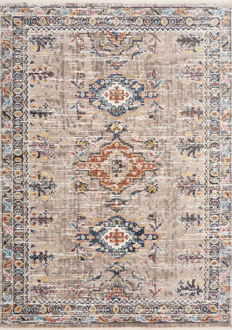 Evora Beige Rust Blue Contemporary Medallion Rug by Kalora Interiors