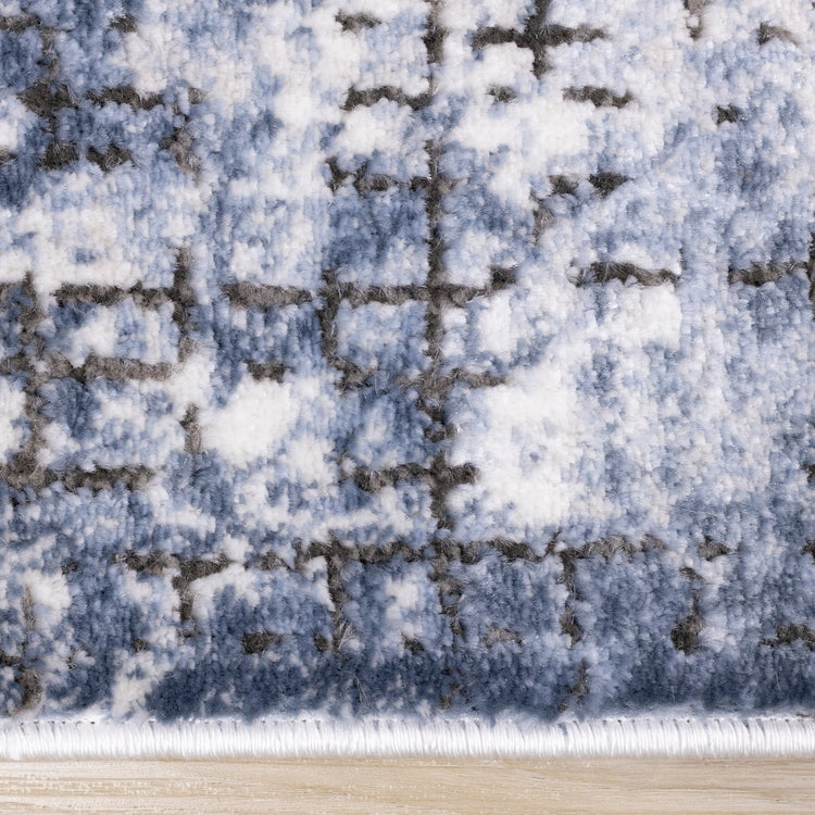 Darcy Grey Cream Blue Angular Carved Pile Rug by Kalora Interiors
