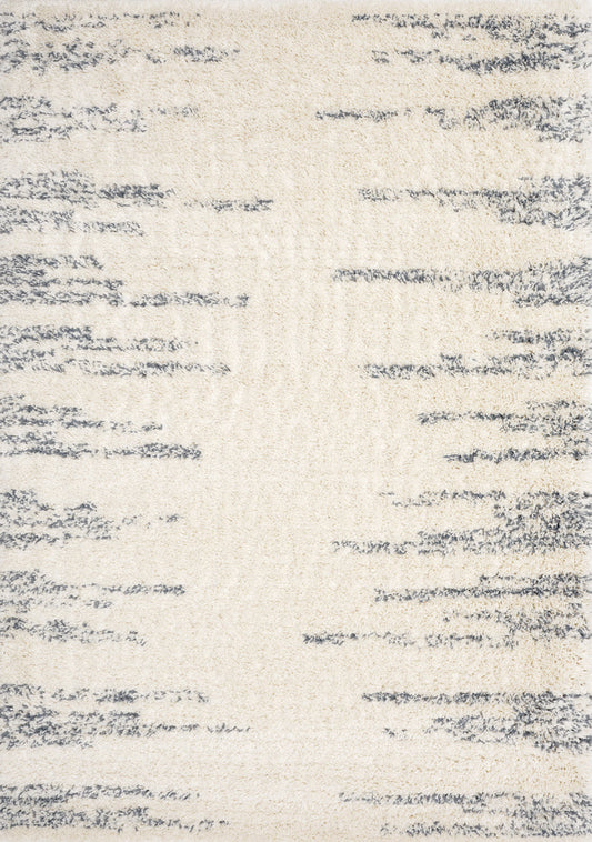 Rondo Cream Blue Modern Striped Rug by Kalora Interiors