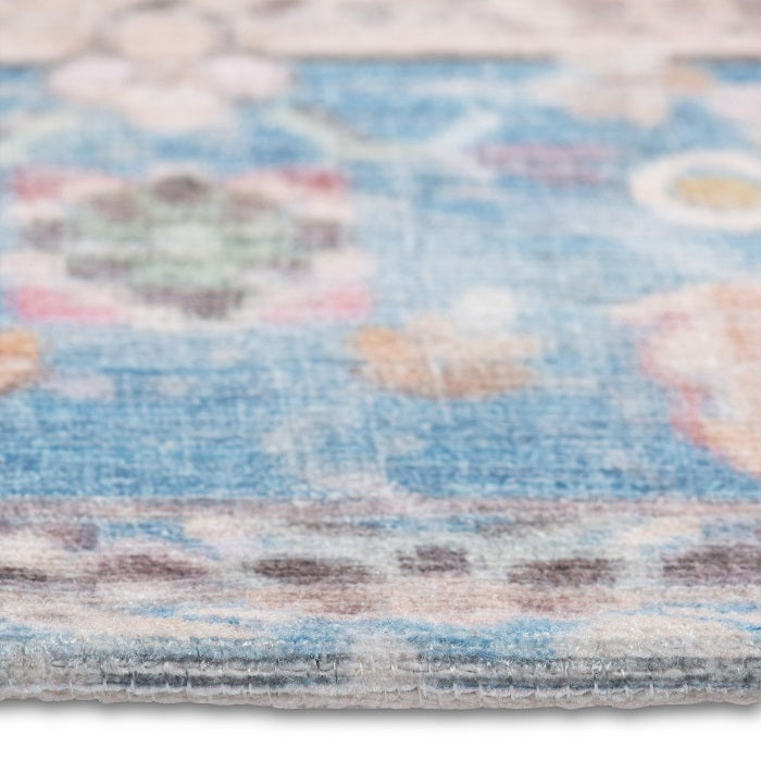 Sparx Distressed Blue Orange Washable Transitional Rug by Viana