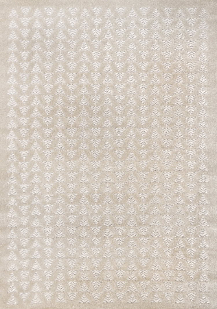 Alta White Rowed Triangles Design Rug