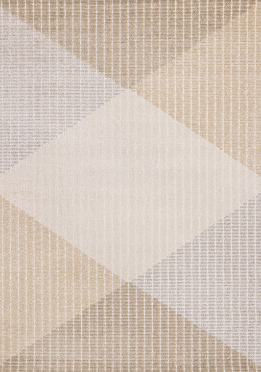 Alta Taupe Grey White Beige Striped Triangle Design Rug