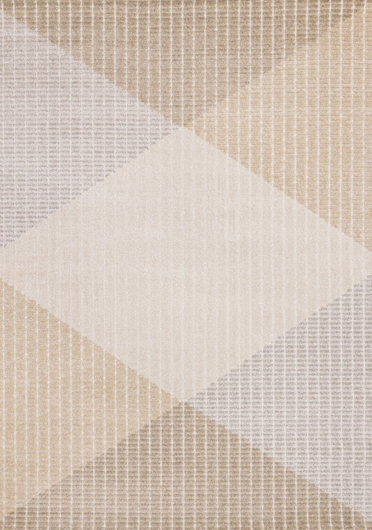 Alta Taupe Grey White Beige Striped Triangle Design Rug