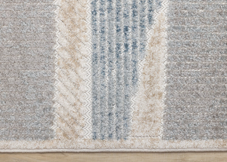 Alta Blue Beige Grey Striped Sandbanks Design Rug