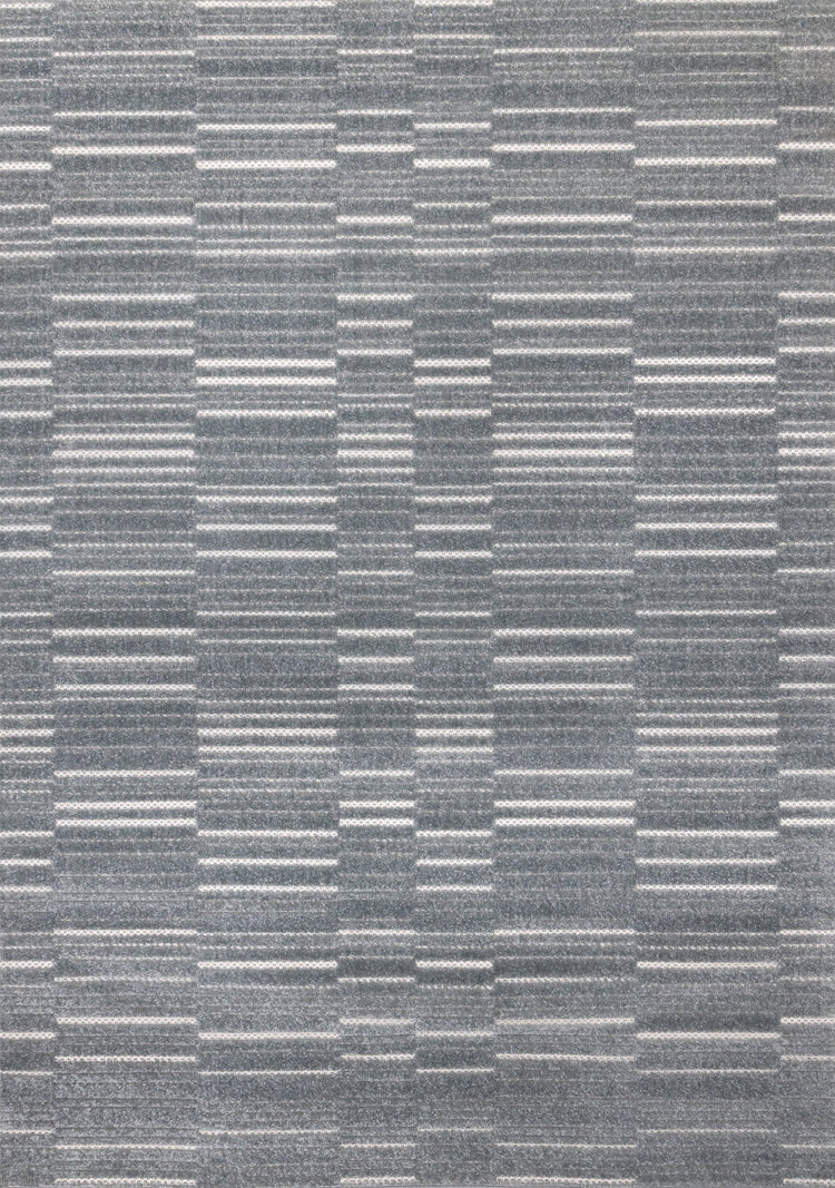 Alta Blue White Rowed Stripes Design Rug