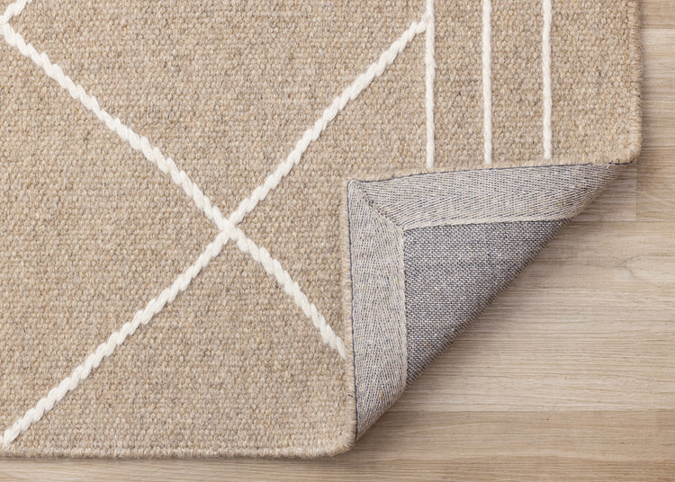 Ascent Beige Cream Diamond Lattice Design Rug