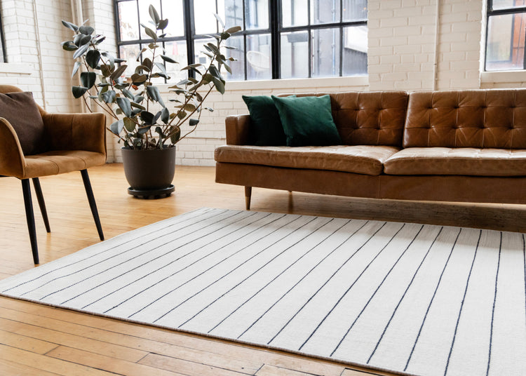 Ascent White Black Striped Rug
