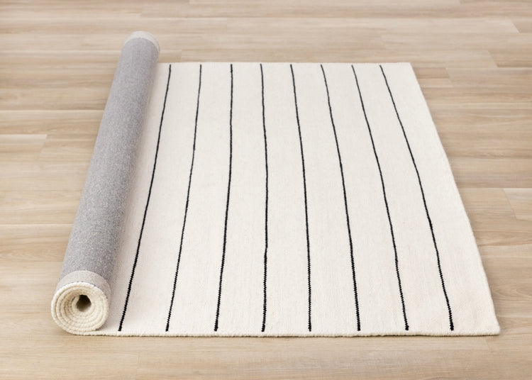 Ascent White Black Striped Rug