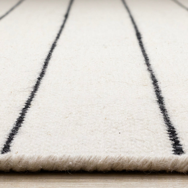 Ascent White Black Striped Rug