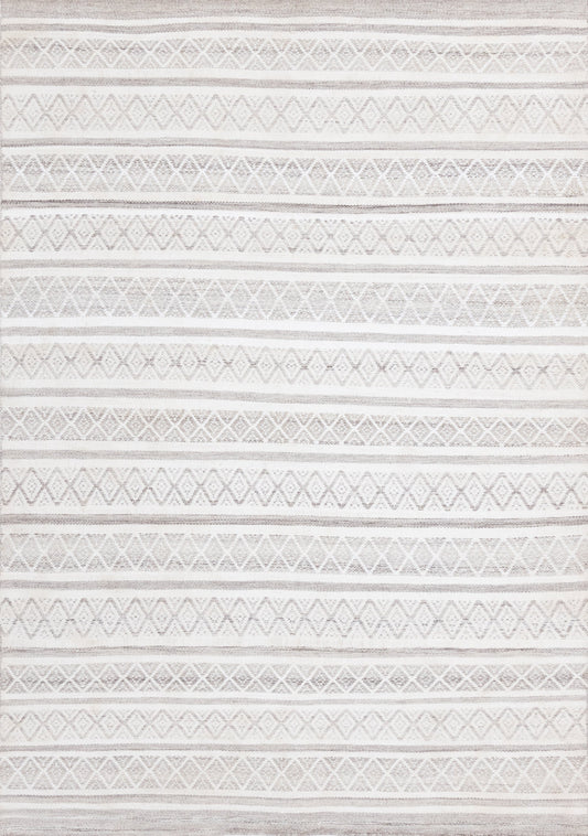 Aspen Grey Cream Striped Diamond Pattern Rug