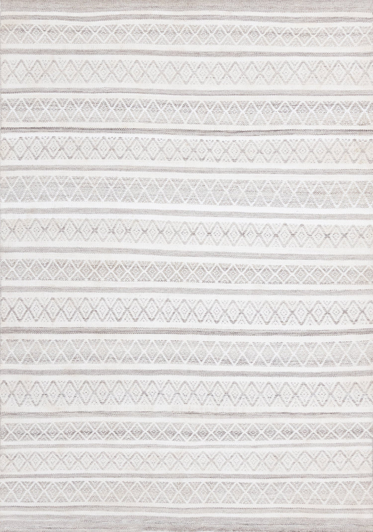 Aspen Grey Cream Striped Diamond Pattern Rug