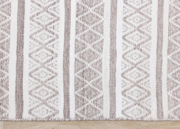Aspen Grey Cream Striped Diamond Pattern Rug