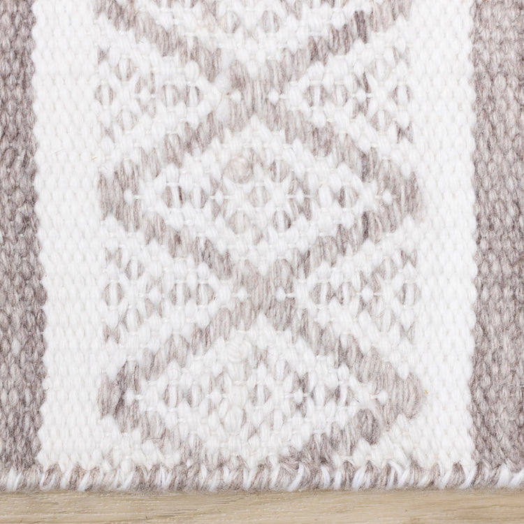 Aspen Grey Cream Striped Diamond Pattern Rug